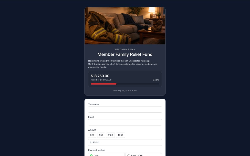 Campaign donate page on desktop