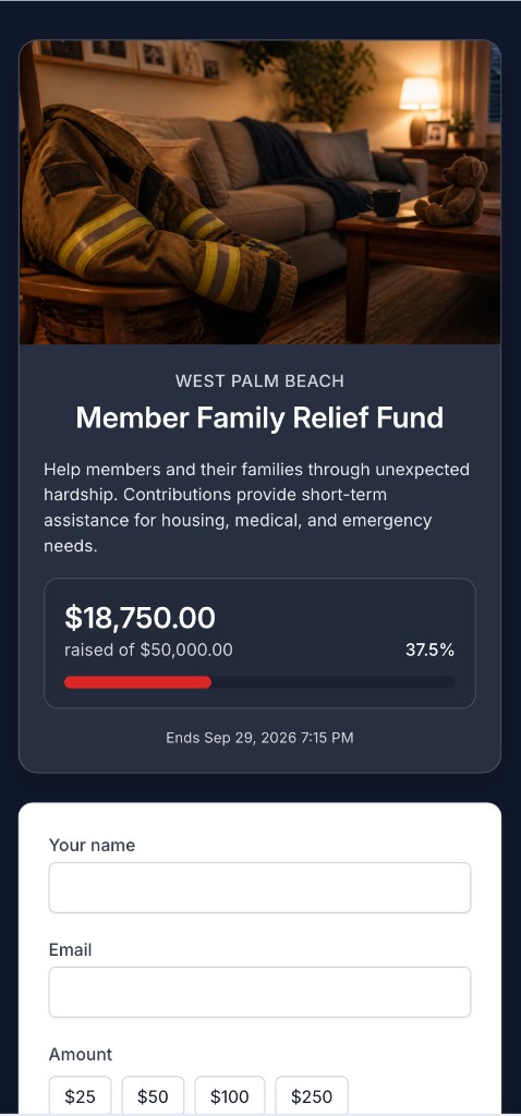 Campaign donate page on mobile