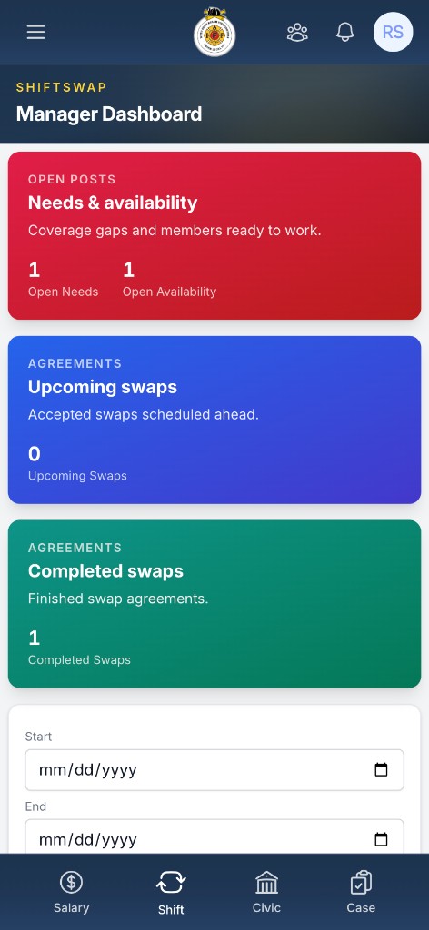 Shift Swap manager on mobile